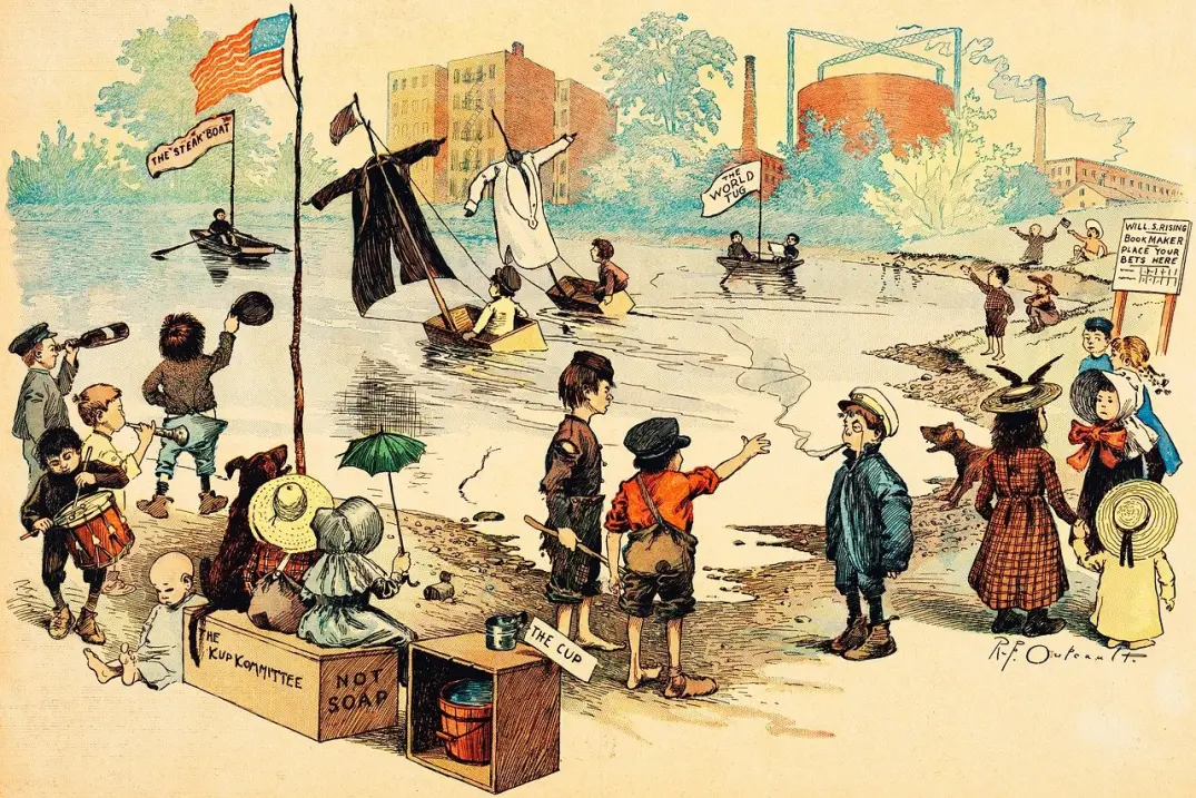 kids having a boat contest