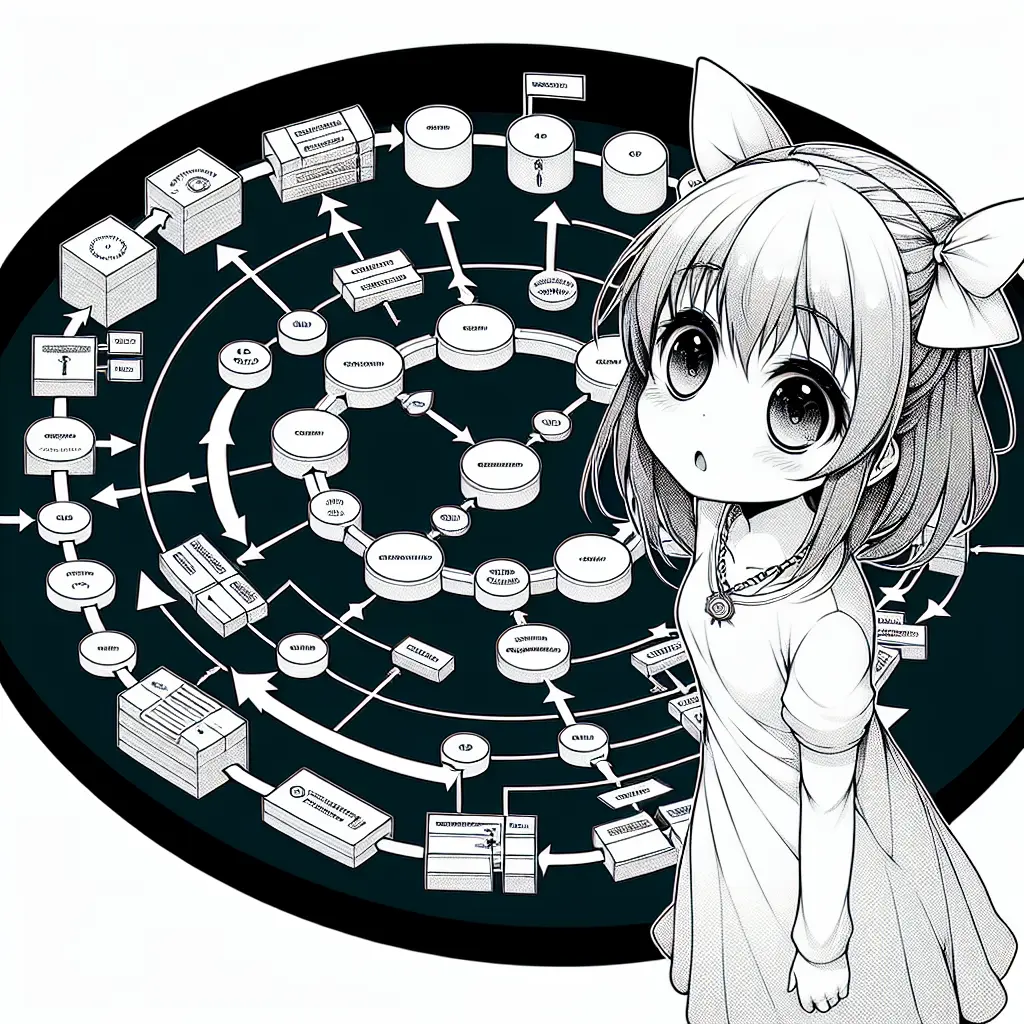 Girl looking at circular flowchart