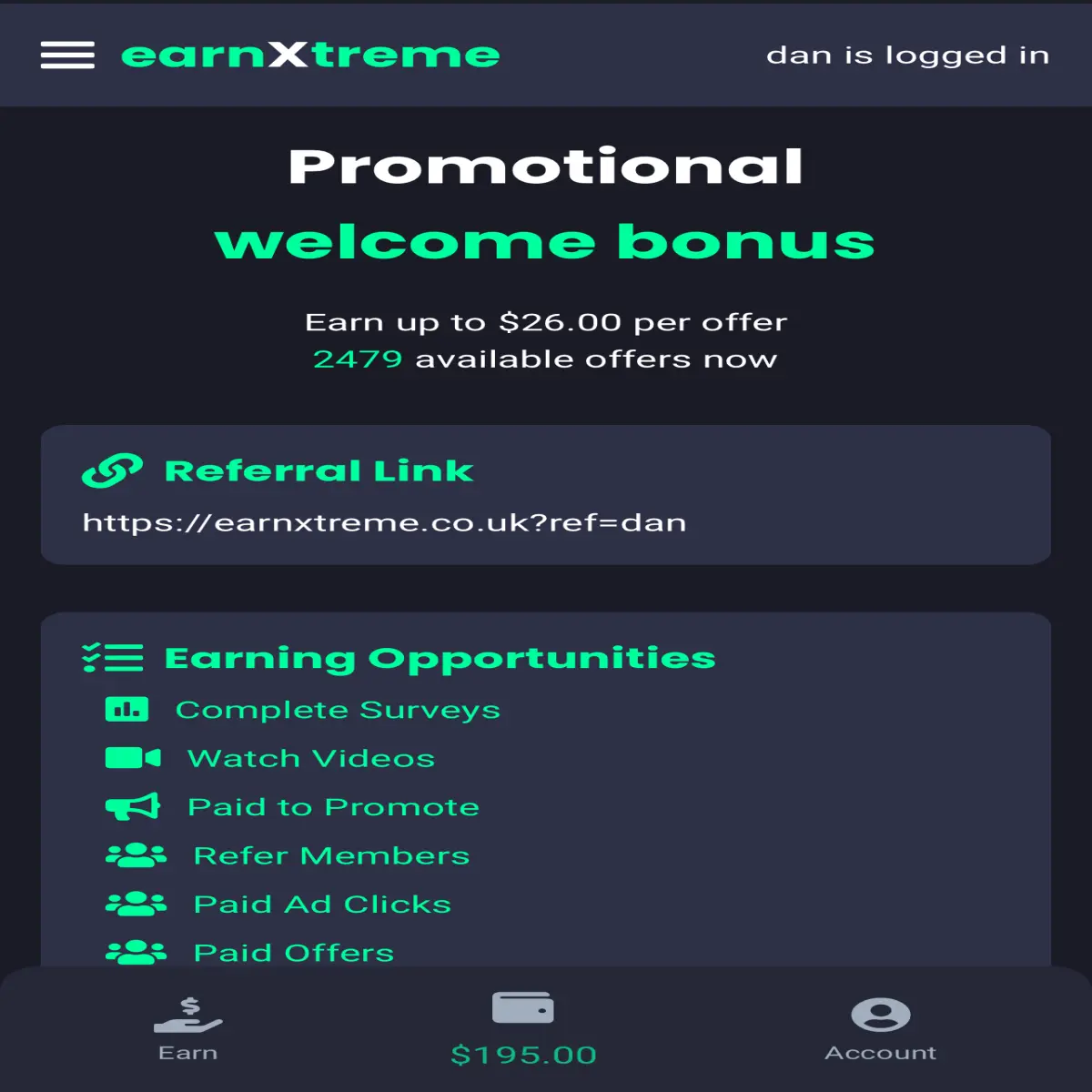earnXtreme Members Area Screenshot
