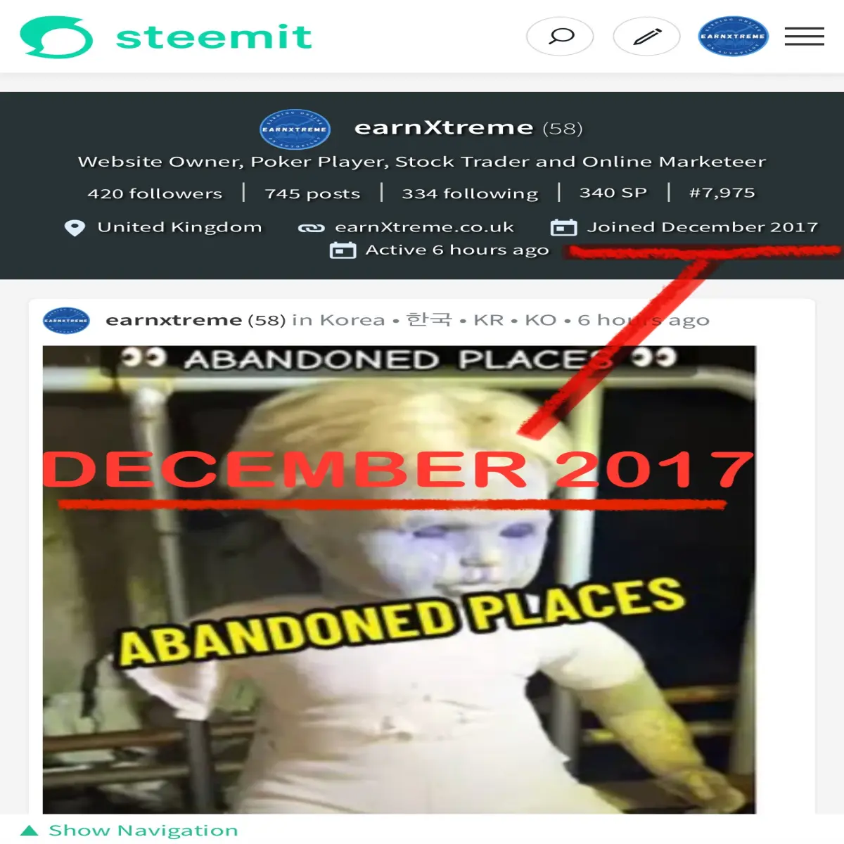 earnXtreme steemit profile