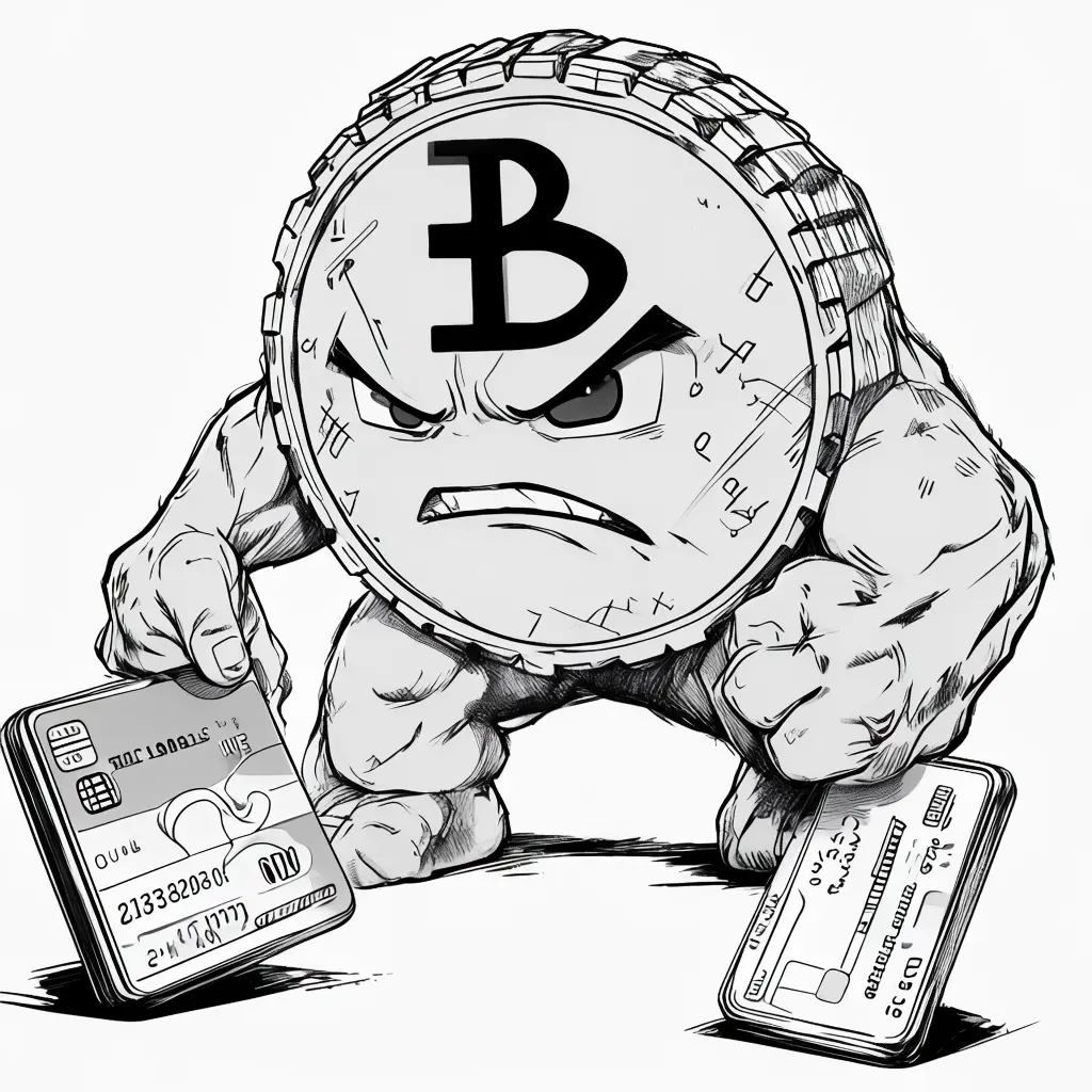 Angry coin threatening credit cards