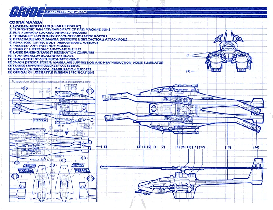GI Joe Toys - Blueprint for the Cobra Mamba air assault vehicle