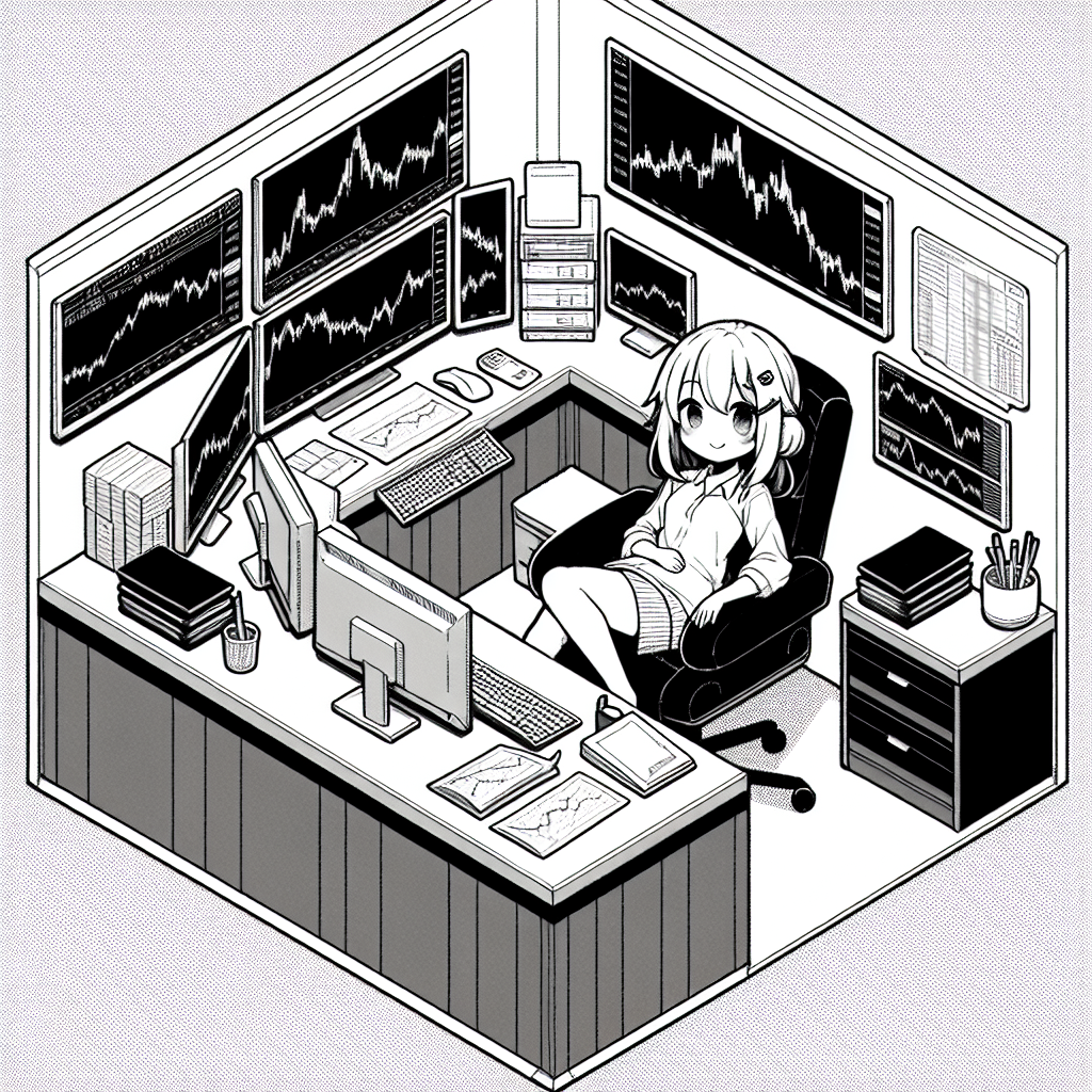 Girl in financial chart filled room