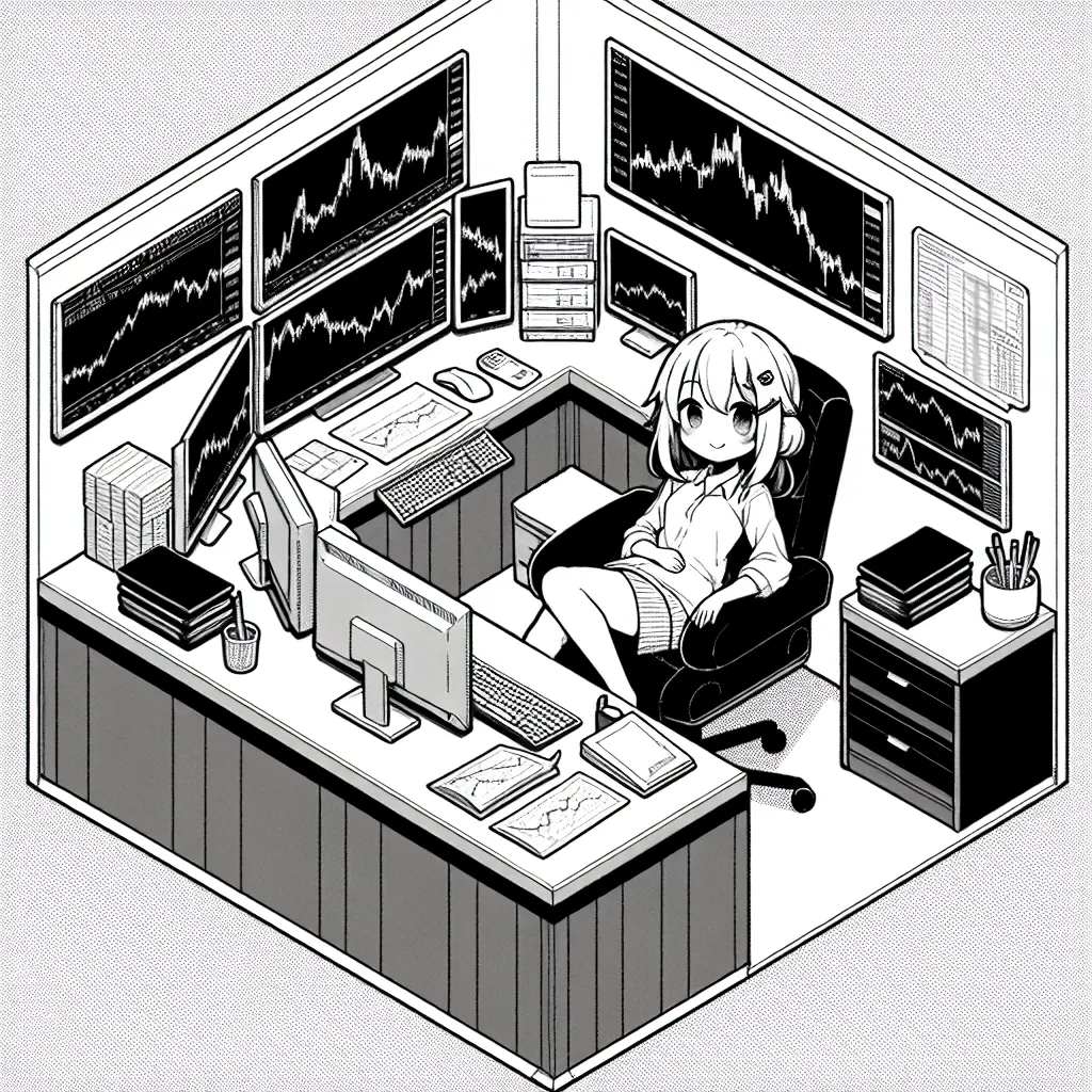 Girl in financial chart filled room