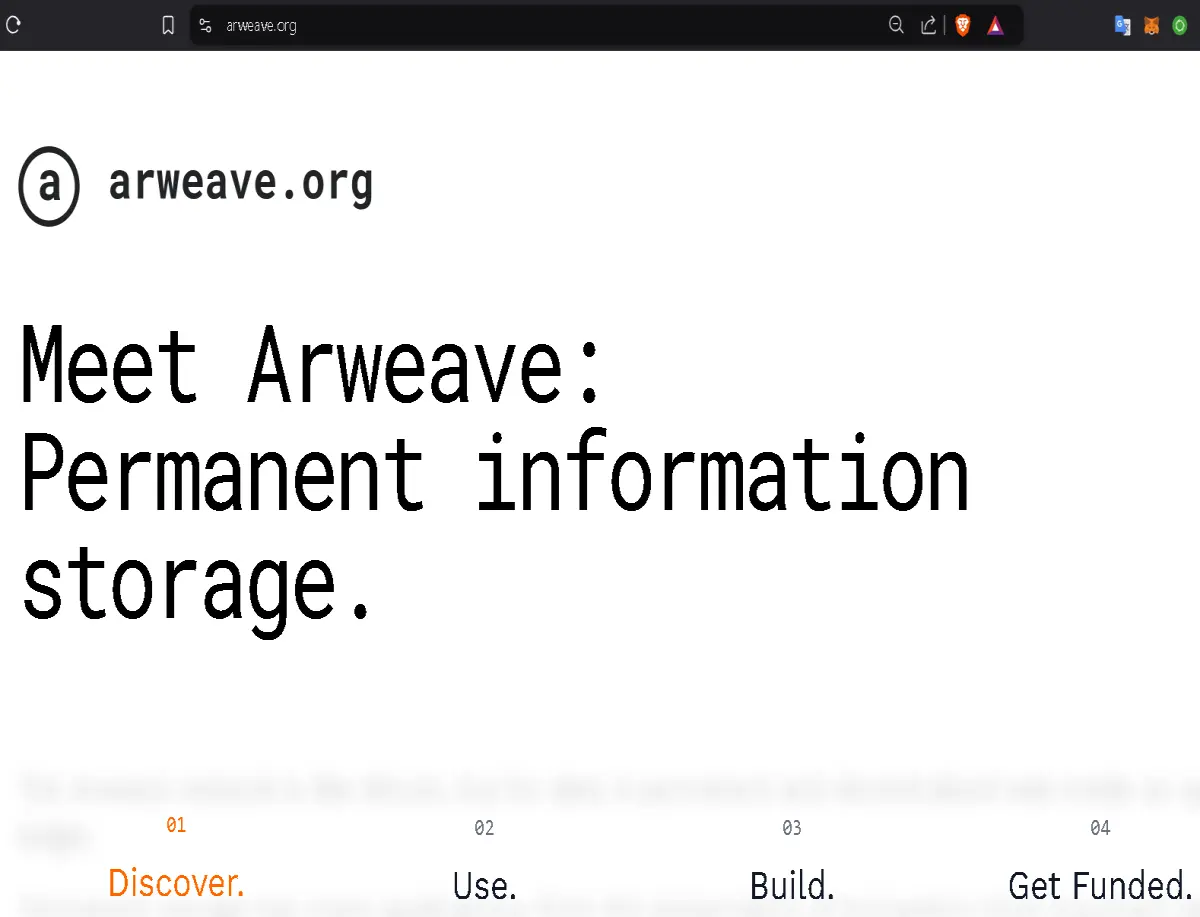 Arweave Main Page circa Dc 1st 2024