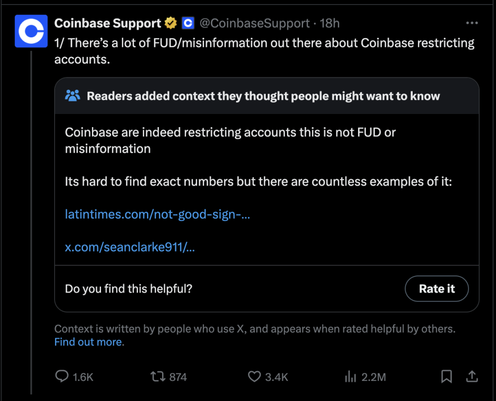 Coinbase Support on Twitter