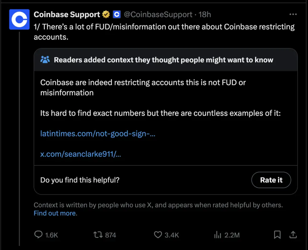 Coinbase Support on Twitter