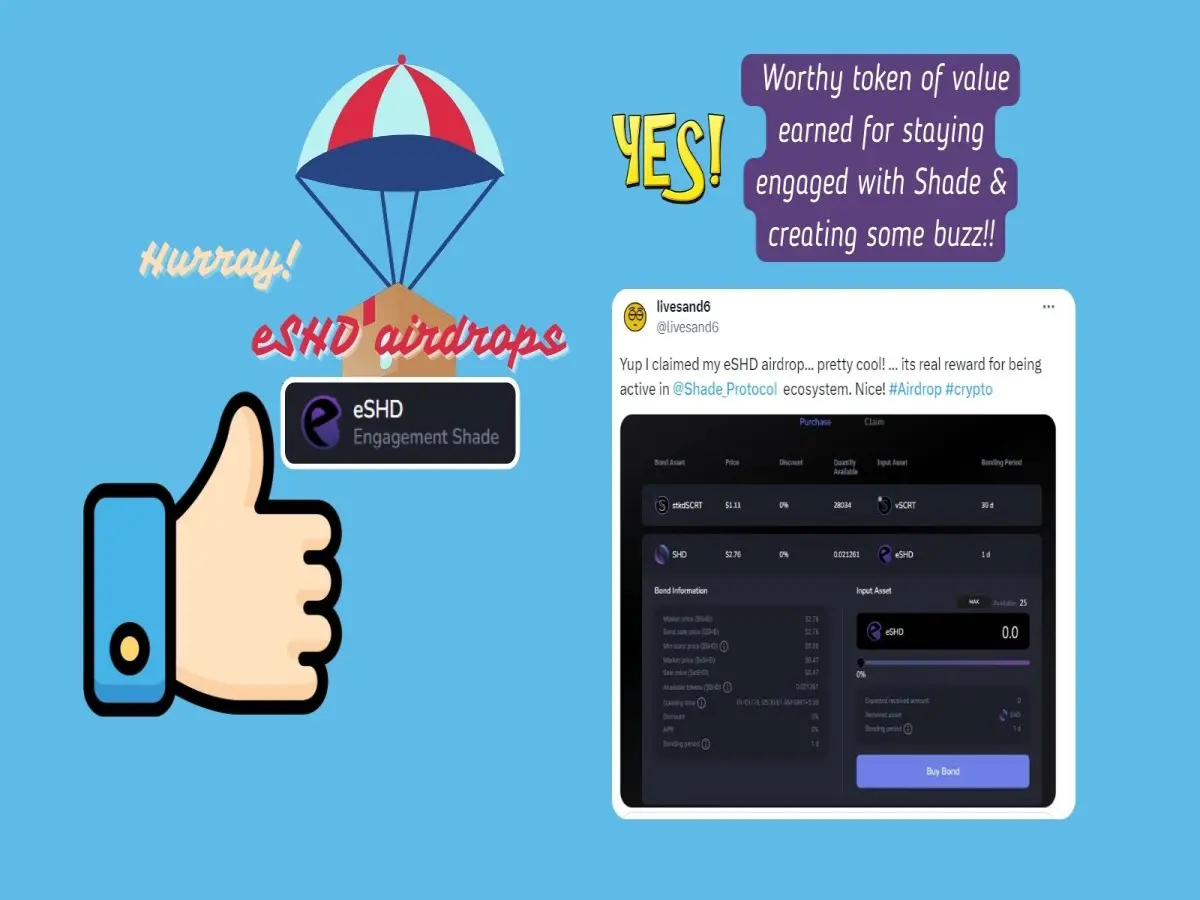 eSHD airdrops SHADE dex defi