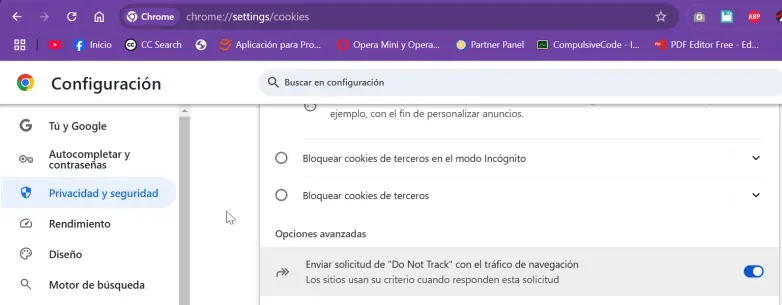 Do Not Track en Google Chrome