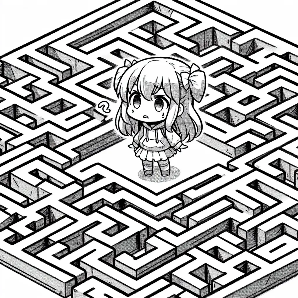 Girl lost in a maze