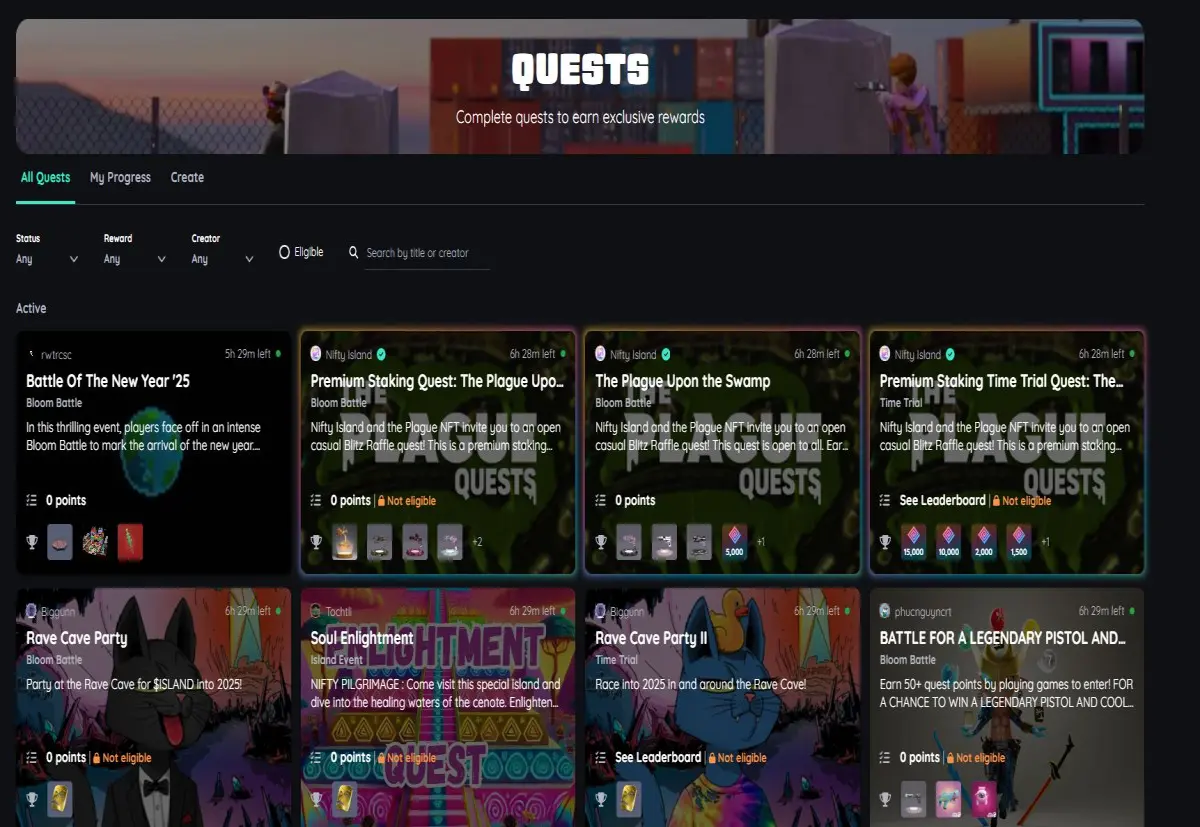 User generated quests in Nifty Island