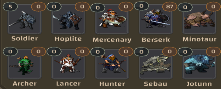 Troops in the game
