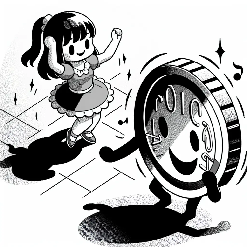 Girl dancing with coin
