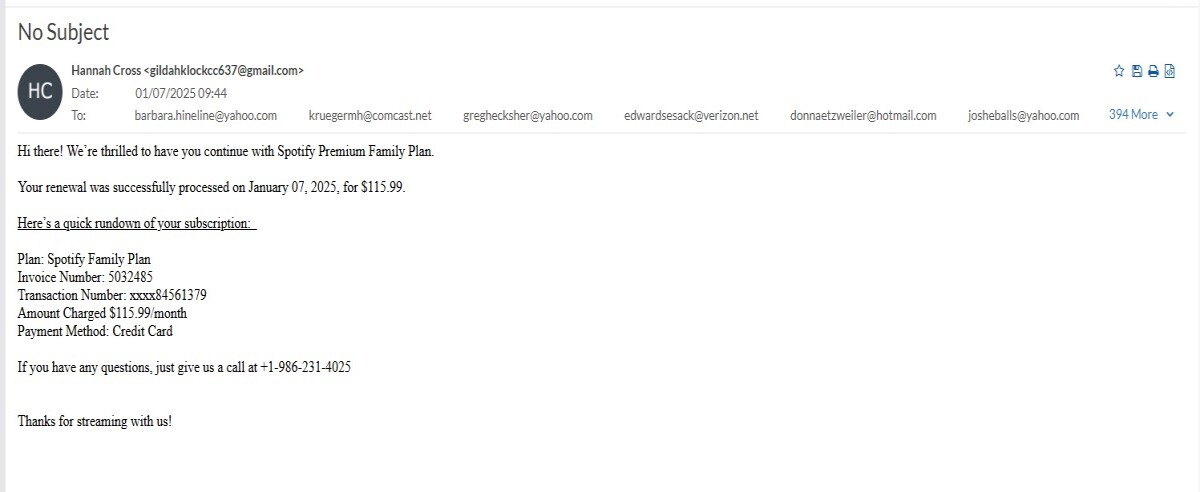 Image of scam email