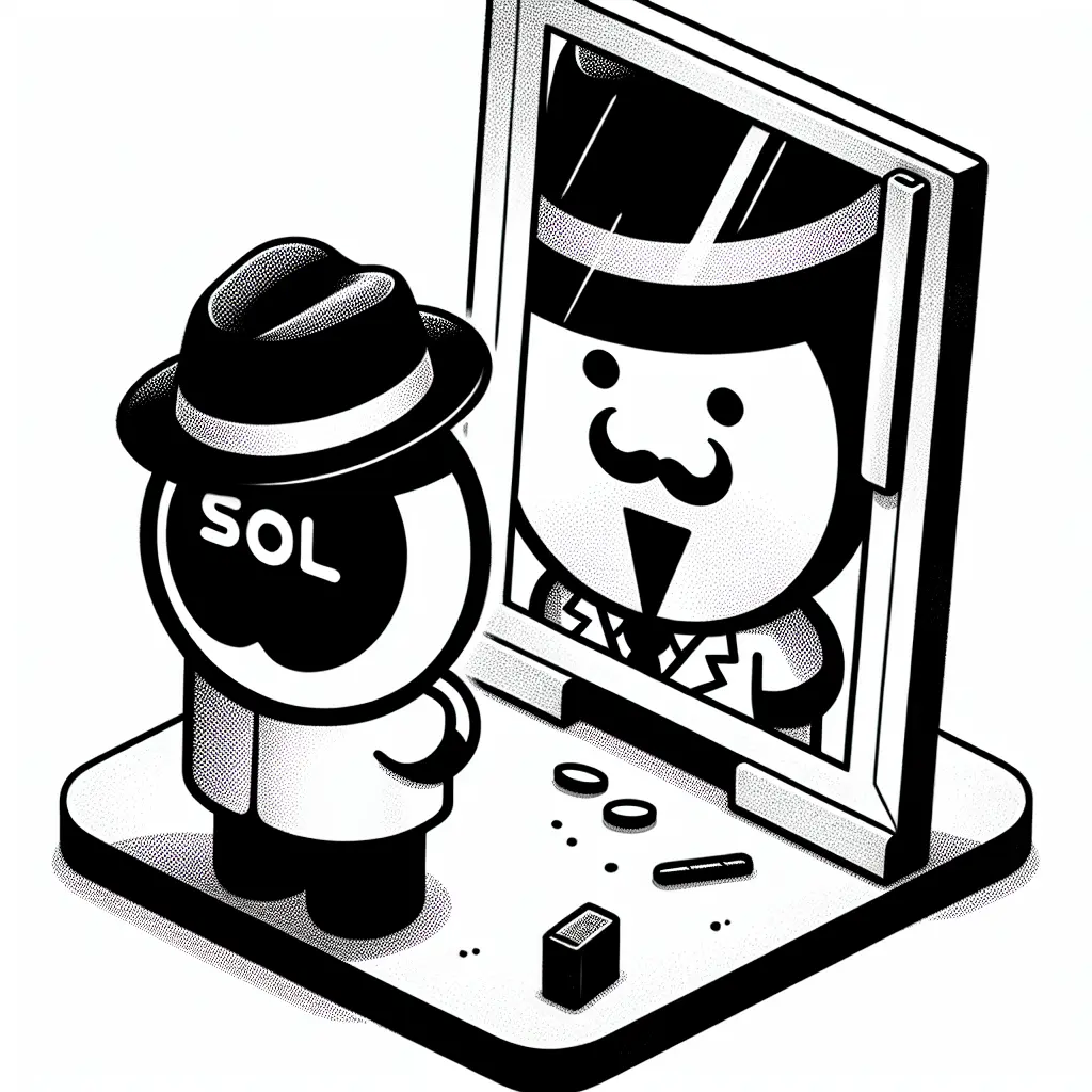 Sol token looking in a mirror