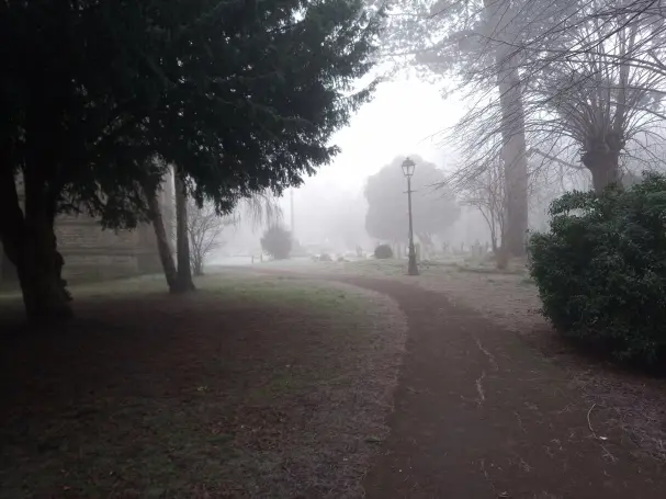 The atmosphere of foggy Oxford