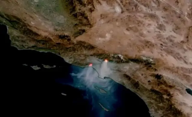 The Los Angeles fire from satellite