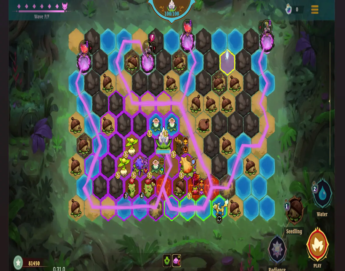 screenshot from the Everseed tower defense game
