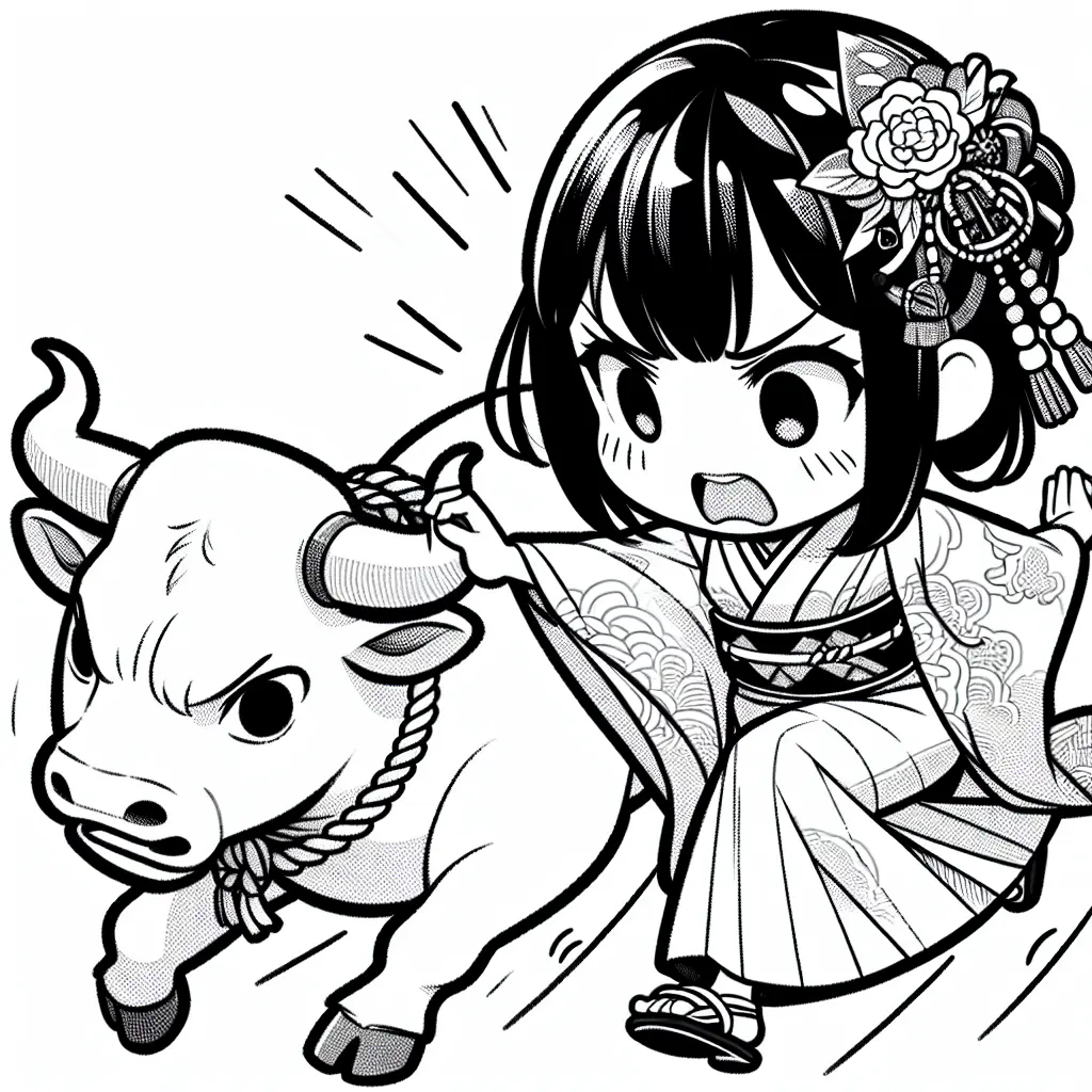 girl stopping bull