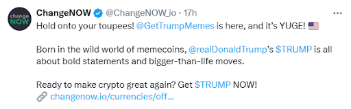 ChangeNOW $TRUMP Outset PR 2