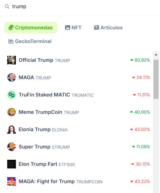 Monedas de Donald Trump