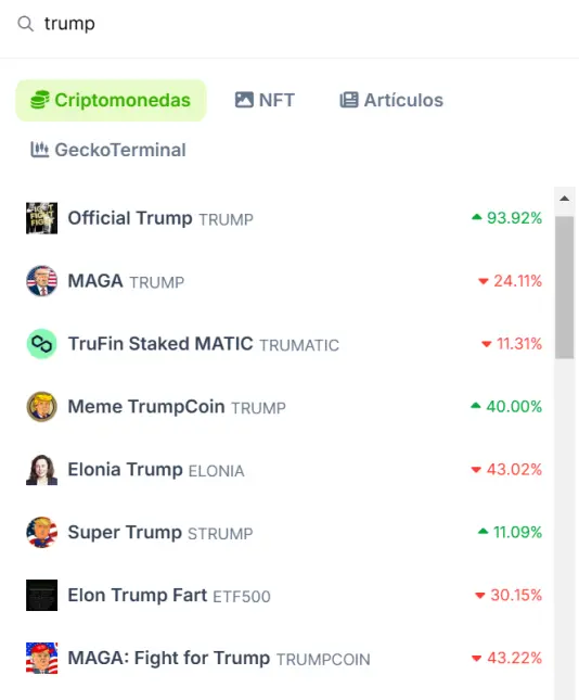Monedas de Donald Trump