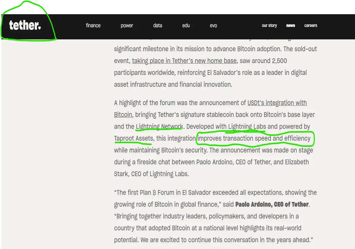 tether lightning network