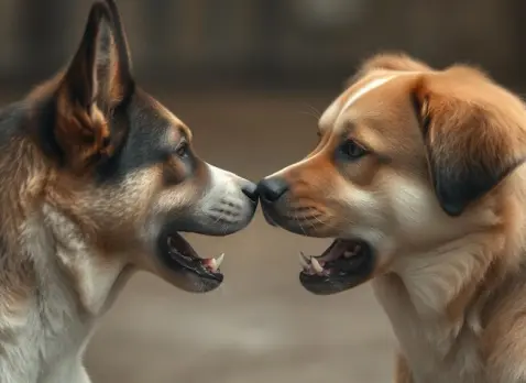 Perros amenazándose
