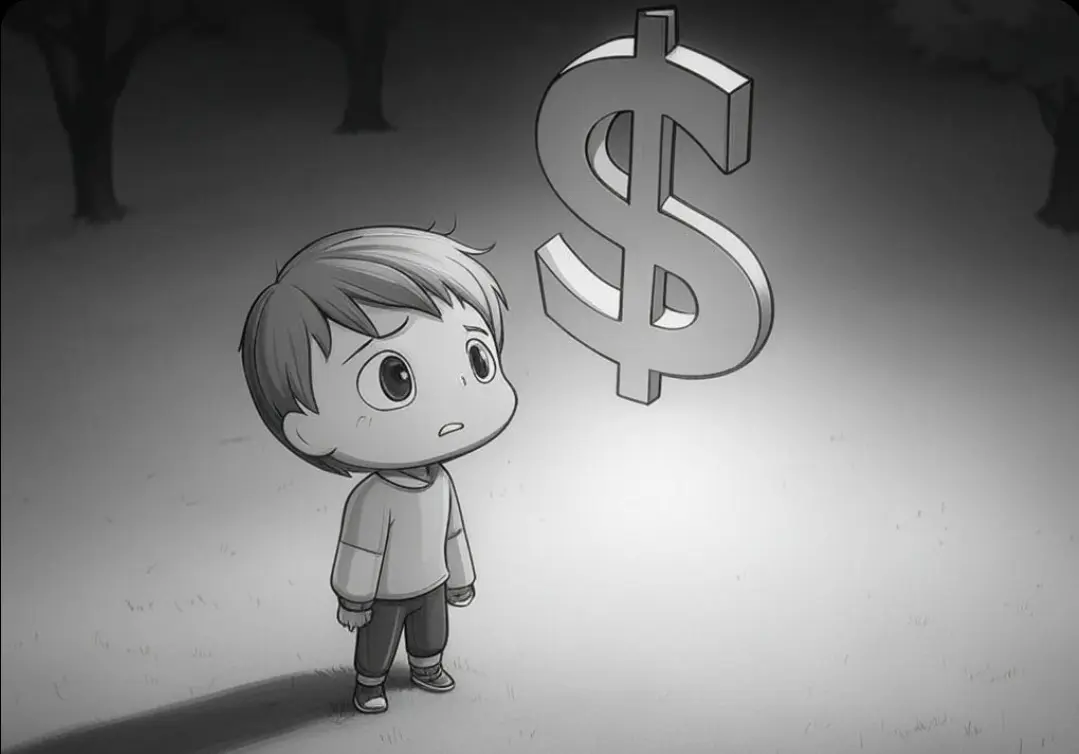 Boy looking at debt $