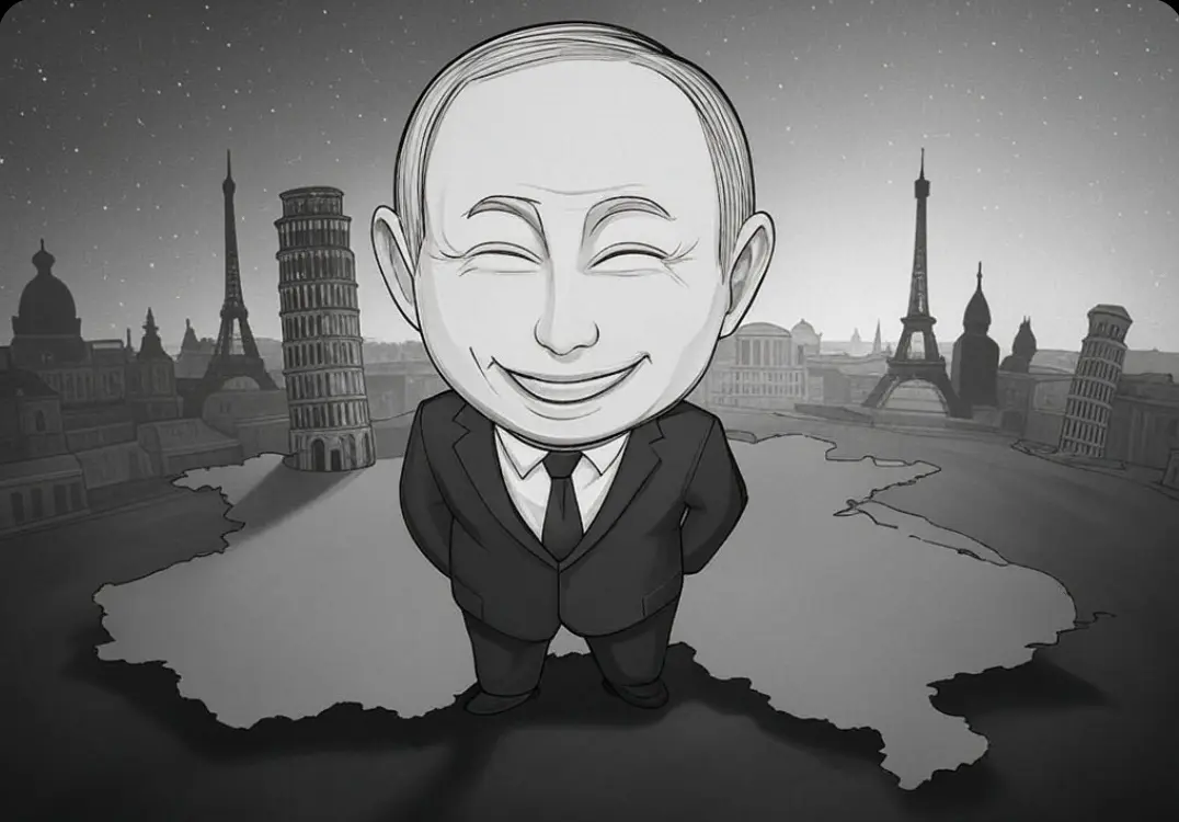 Putin standing on Europe