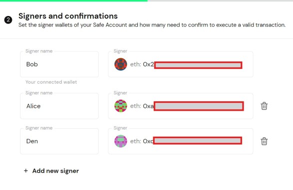 Signers Wallet Addresses Added