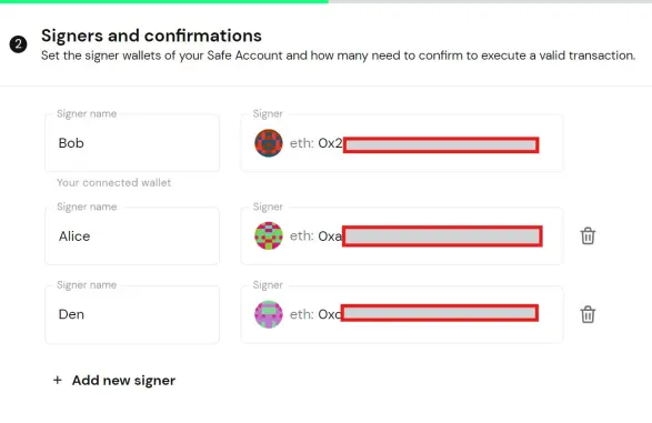 Signers Wallet Addresses Added