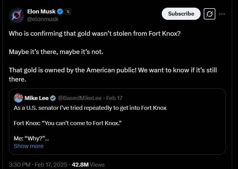 elon gold treasury