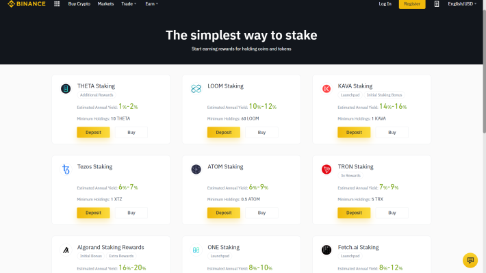 The Binance Staking platform