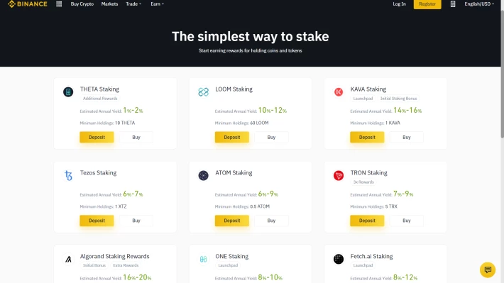 The Binance Staking platform