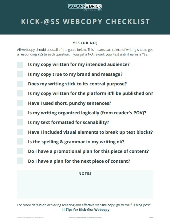 Killer Webcopy Checklist