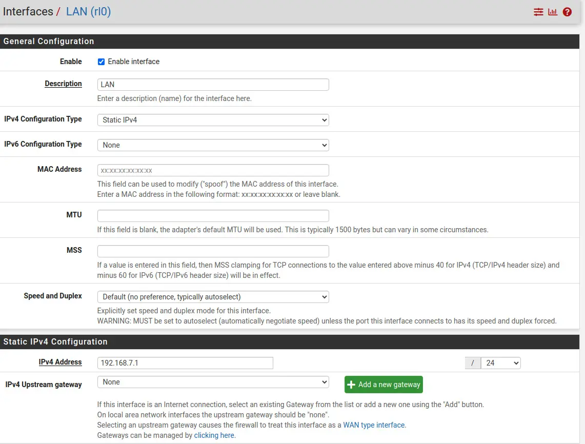enable interface lan