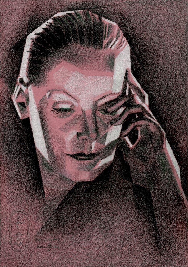 cubist celebrity moviestar graphite pencil drawing