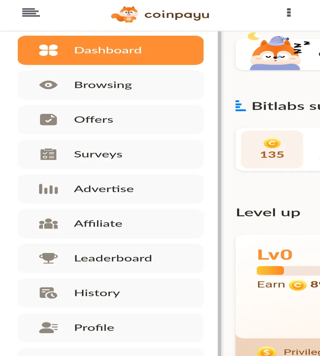 Coinpayu menu