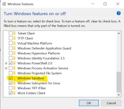Windows Sandbox feature