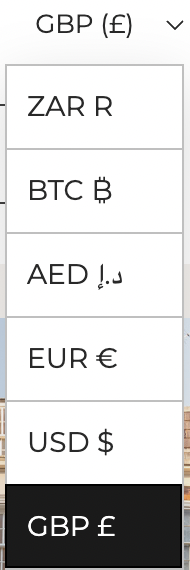 Moveli drop down currency choice