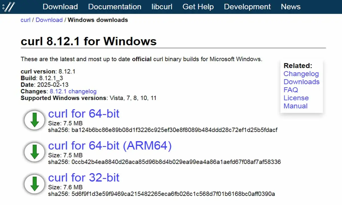 curl on windows download