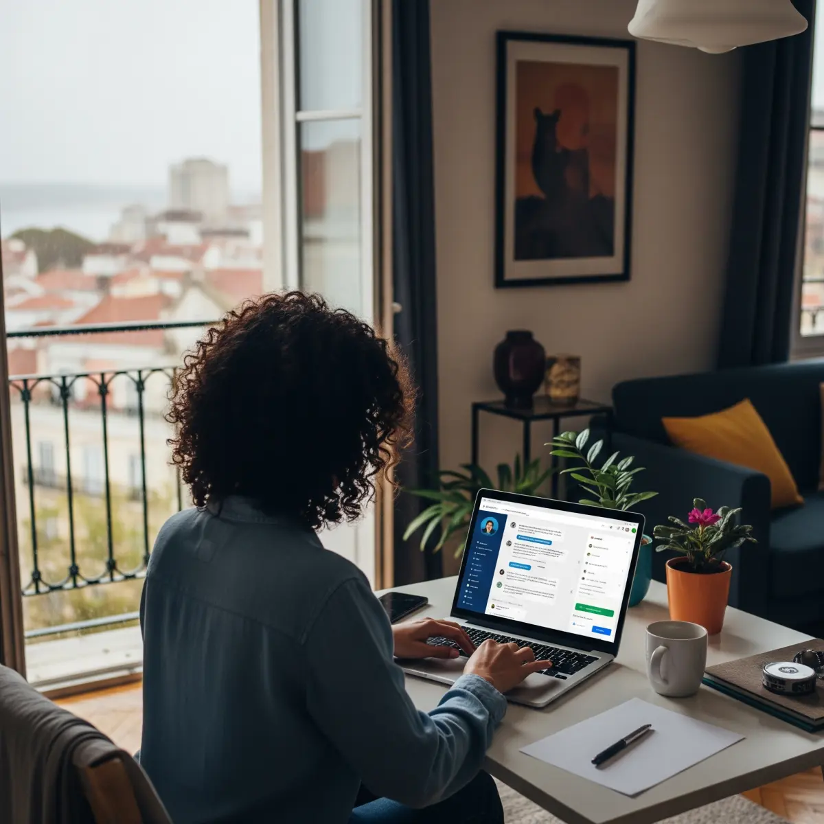 Solopreneur Working at Her Desk