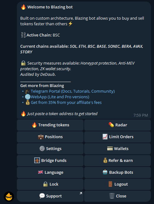 Blazing Telegram interface