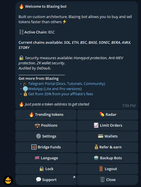 Blazing Telegram interface