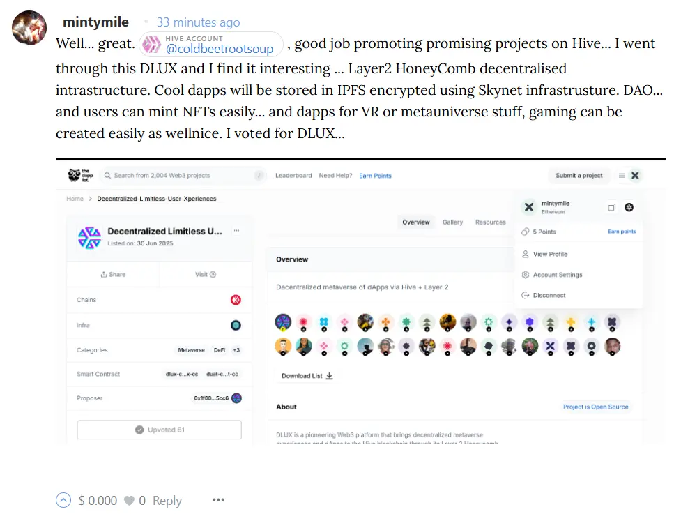 dlux web3 dpps blockchain dapplist