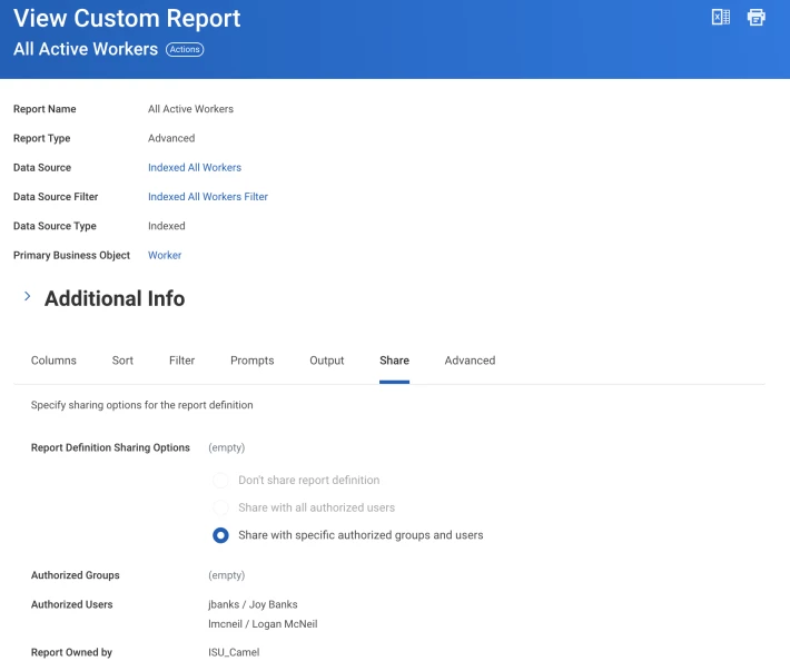 Transfer the ownership of the custom report.