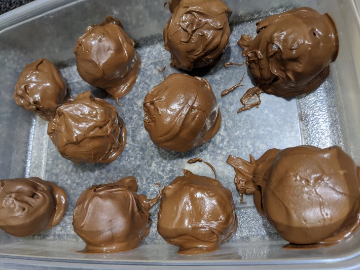 Melted Chocolate on balls