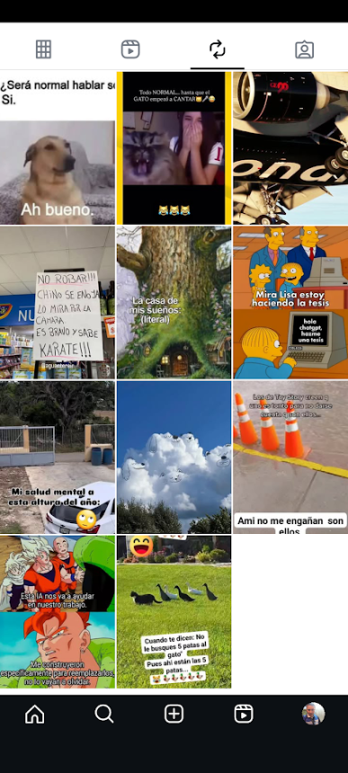 Posts compartidos en Instagram