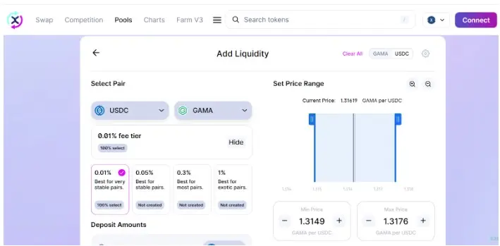 Add liquidity for GAMA and USDC